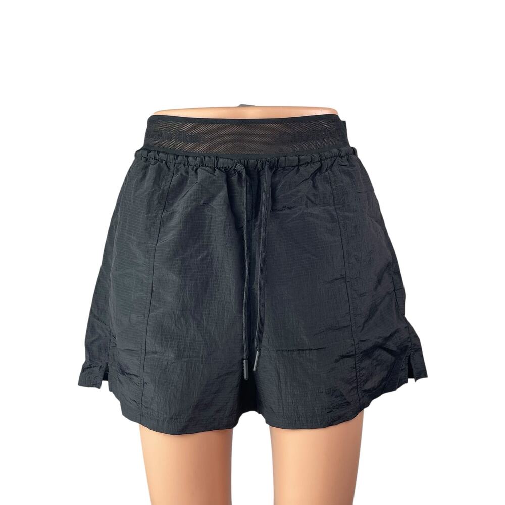 Calvin Klein Women's Black High Rise Drawstring Activewear Running Shorts Size S